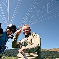 Martin Heckmeier after landing in Davos