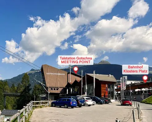 Meeting point at the Gotschna valley station: Klosters Platz railway station right next to the Gotschna cable car