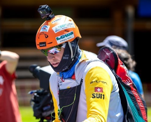 Red Bull X-Alps 2019 Chrigel Maurer (Team SUI 1) am Turnpoint Davos