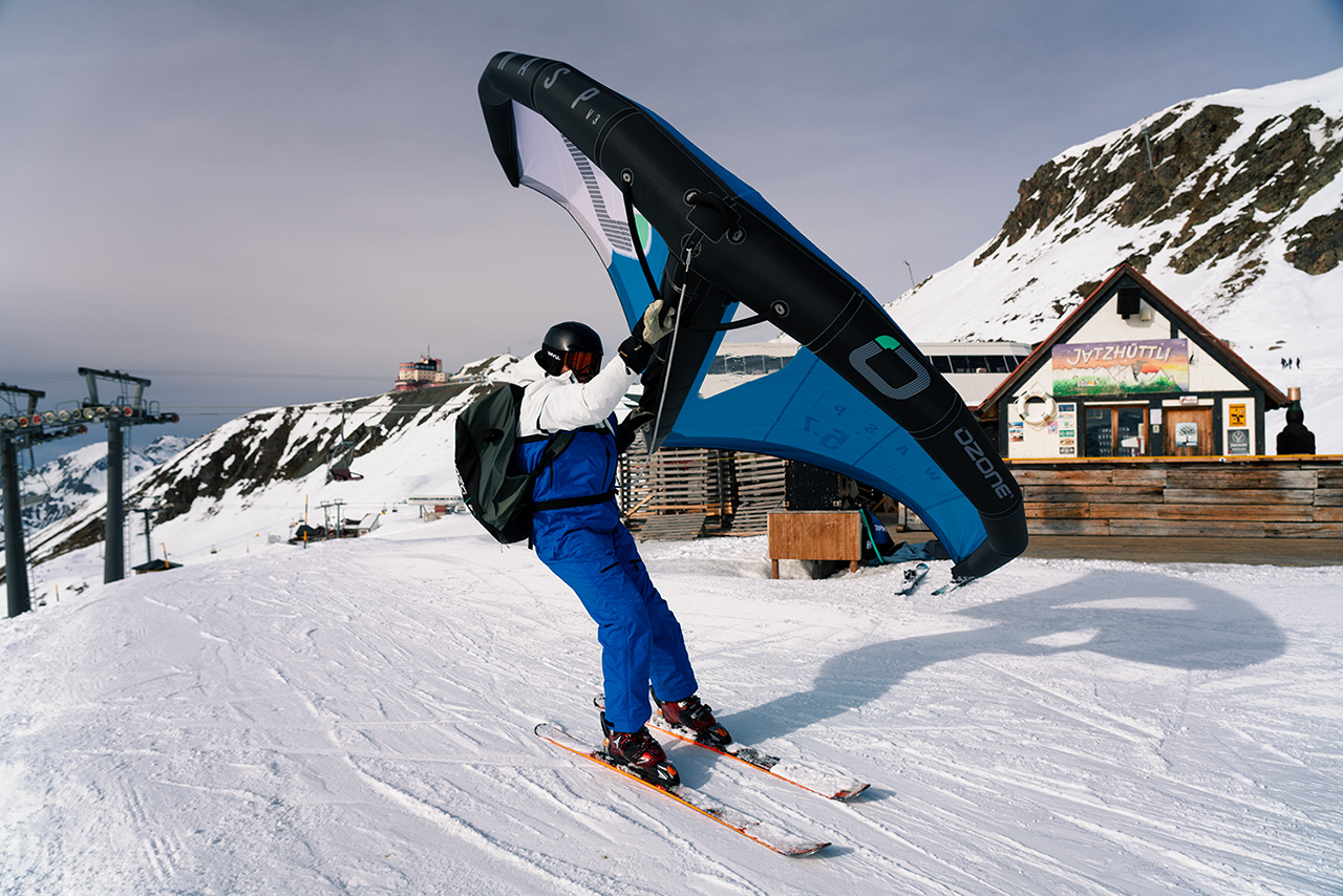 Snowwingen, Wingsurfen auf Schnee in Davos erlernen